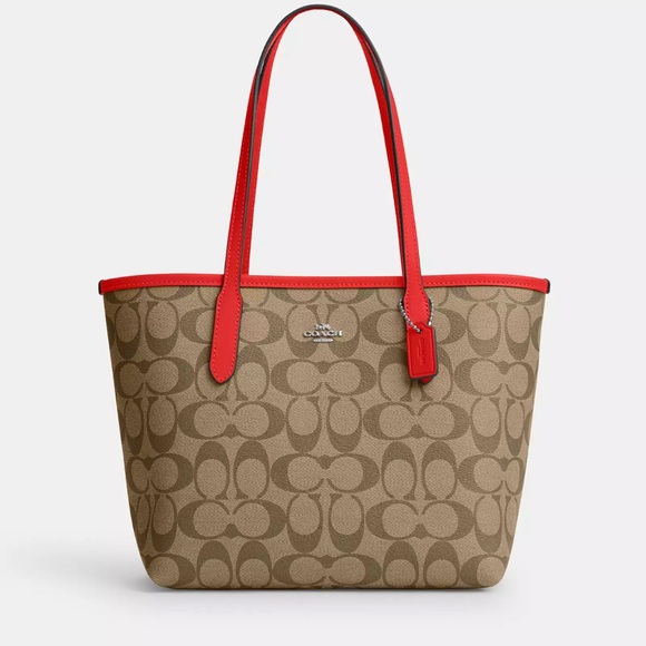 Coach Small City Tote In Signature Canvas - Picture 7 of 7
